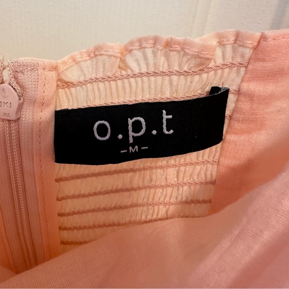 O.P.T. Peach Leaf Print River Midi Dress Size Medium - Picture 6 of 7